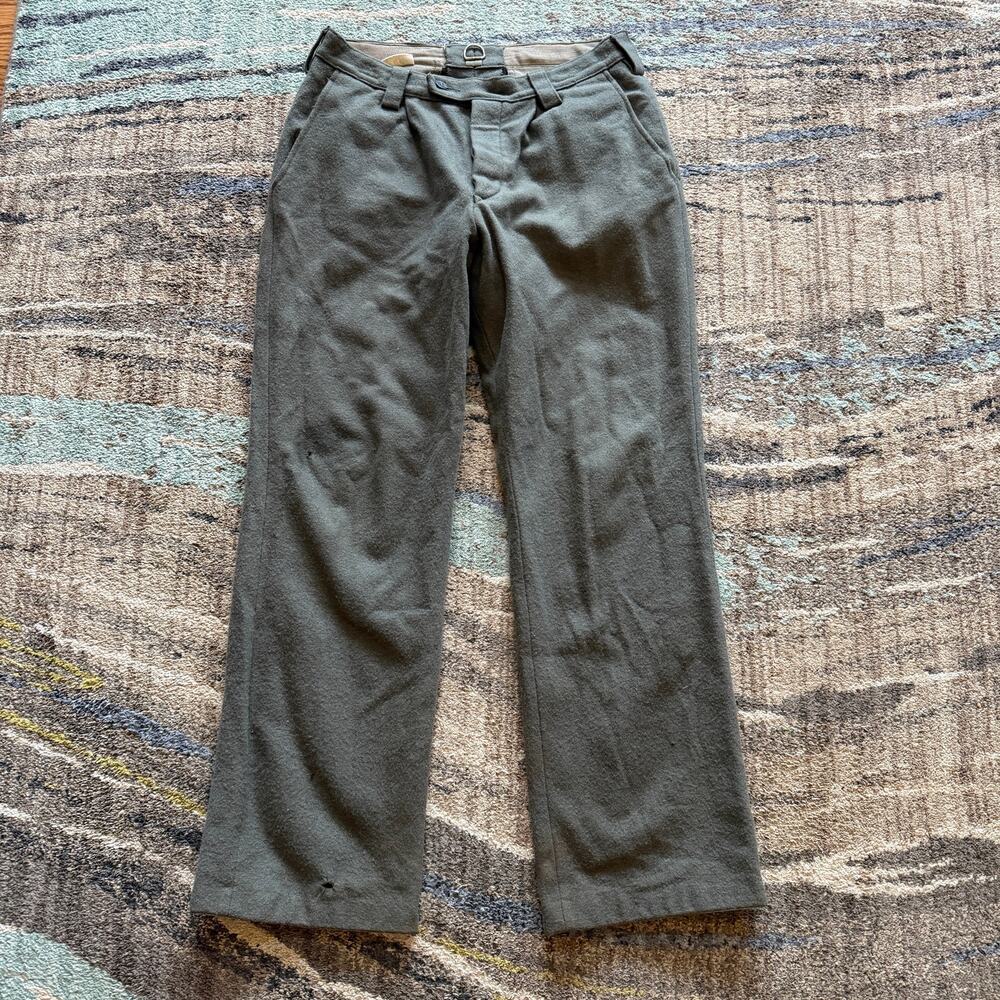Vintage 1950's German Military Green Wool Military Trousers Field Pants 30 x 29